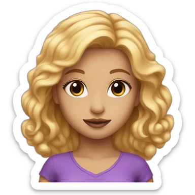 Beautiful girl with golden hair and purple eyes sticker