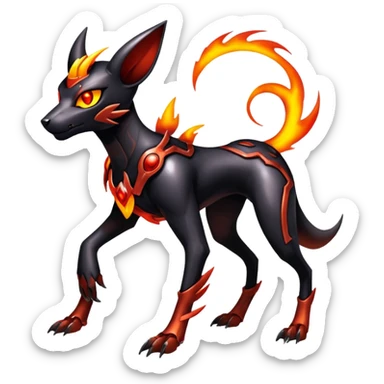 Shiny Gothic Exotic Futuristic Houndoom-Genesect-Torracat-Pokémon-Fakémon-hybrid-creature sticker