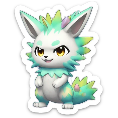 Anthro Scalie Spiky Cool Edgy Magical Shiny Colorful Pastel Sparkle Kemono-style Chibi Fantasy-Animal-Fakémon-Pokémon-Hybrid Fur Sona Aesthetic Full Body sticker