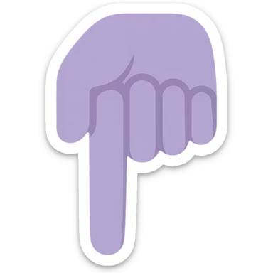 A dull purple Backhand Index Pointing Down sticker