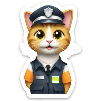 Cat directing traffic sticker