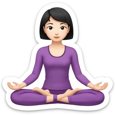 Girl with short black hair doing yoga stretches sticker