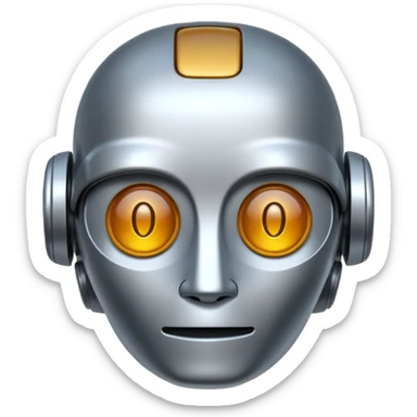 A robot shaped emoji for labeling AI generated content as AI generated. In place of the face, there should be the text A.I. sticker