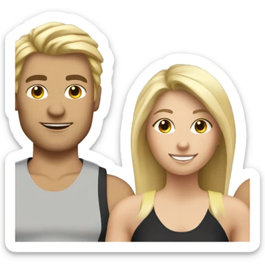 Personal trainer with sandy blonde hair and two clients one male one female sticker