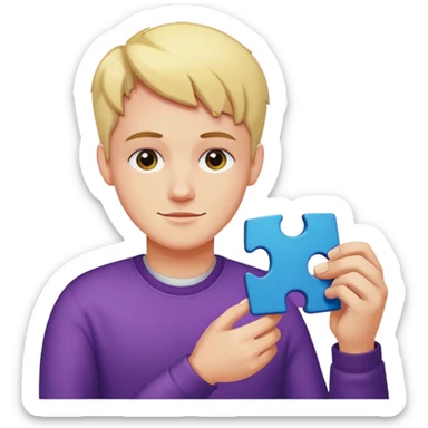 one person playing with single jigsaw puzzle piece. sticker