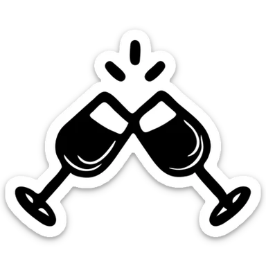 Two champagne glasses clinking together sticker