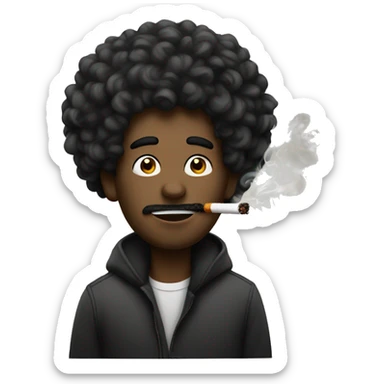 Curly black headed guy smoking a cigarette sticker