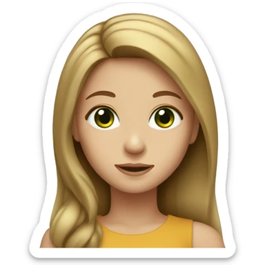 girl with long light brown hair green eyes sticker