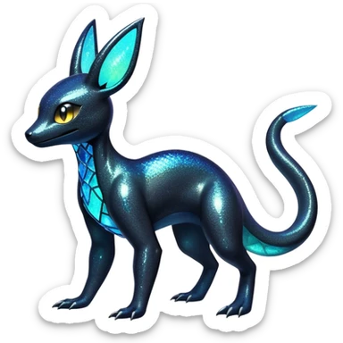 Sparkly Iridescent Shiny Salandit-Umbreon-Fakémon-hybrid-creature (full body)  sticker