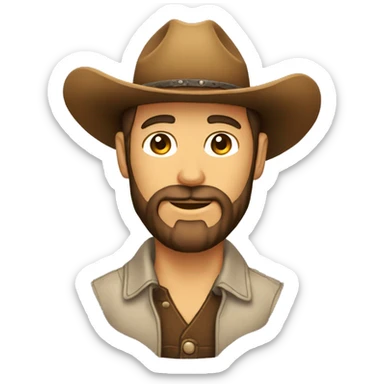 Crea un emoji de una cara DE UNA chico con barba con sombrero de vaquero  sticker