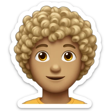 Boy with curly hair and brown eye sticker