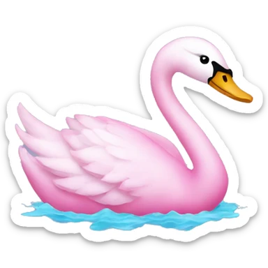 Pink swan swimming with bow  sticker