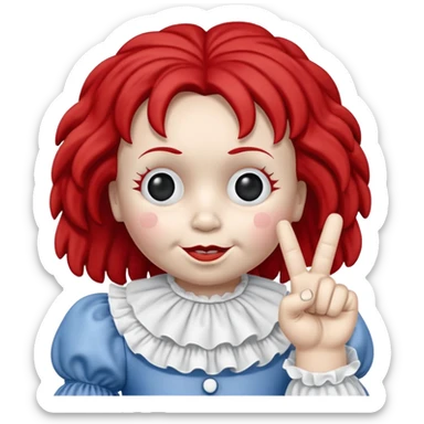 raggedy ann doll flipping off with middle finger creepy  sticker