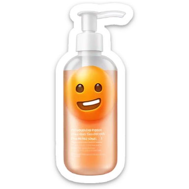 orange face wash in glass pump bottle, no face, no fruit, realistic sticker