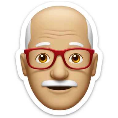 Old and bald man with red glasses sticker