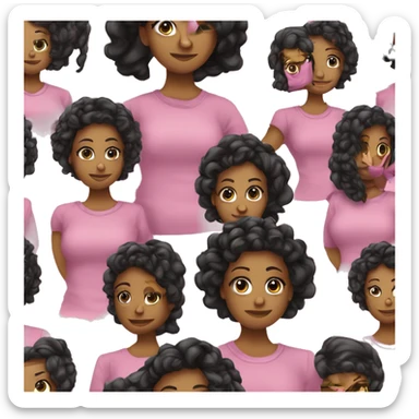 mulher negra de cabelos de cabelos negros cacheados vestindo blusa rosa sticker