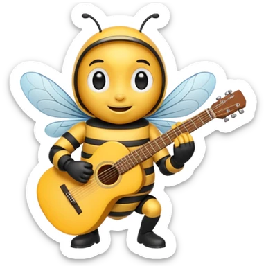 bee playing guitar sticker