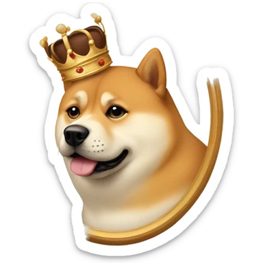 protrait side view of a cute fat doge with bronze crown sticker