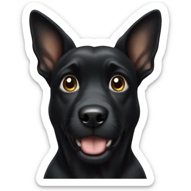 Black dog with big ears standing up straight sticker