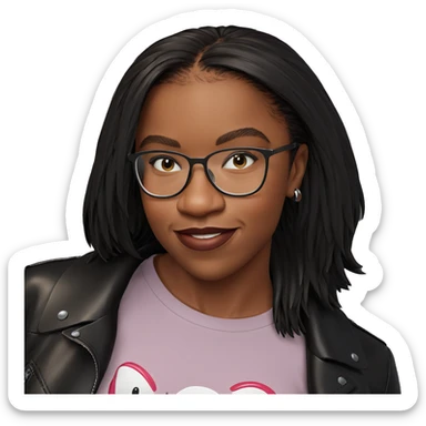 smiling girl in leather jacket sticker