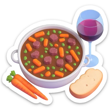 boeuf bourguignon french beef stew with carrots and wine sticker