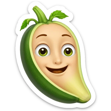 cartoon character with a green zucchini nose, exaggerated and humorous sticker