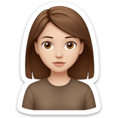 Pale girl brown hair and wearing brown shirt  sticker