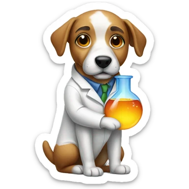 Dog doing chemistry sticker