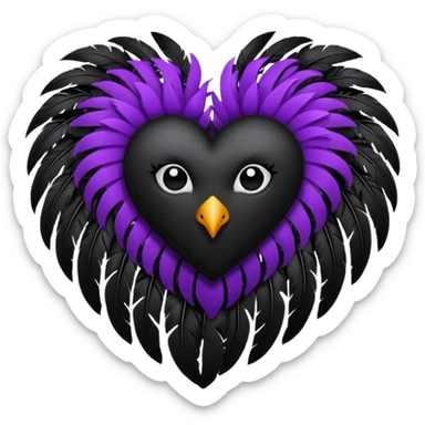 goth heart with purple lace and dark feathers sticker