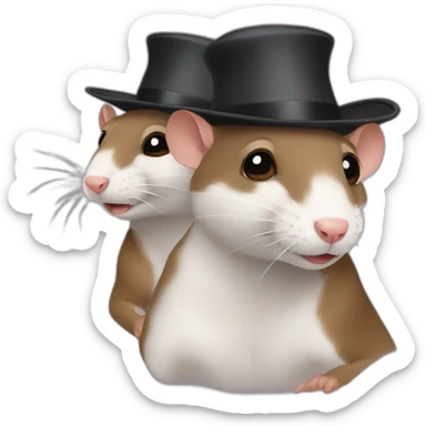2 rats in hats sticker
