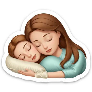 sleeping beauty, brown-haired white girl, head on a shiny silk pillow sticker