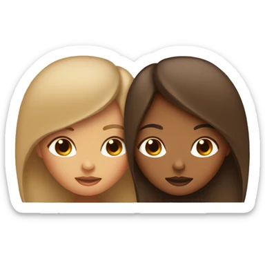 2 girls kissing, one brown and the other tan sticker