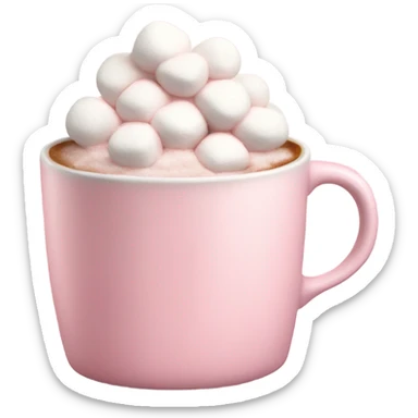 Light Pink mug of hot chocolate with marshmallows  sticker