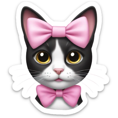 Black and white cat with pink bow sticker