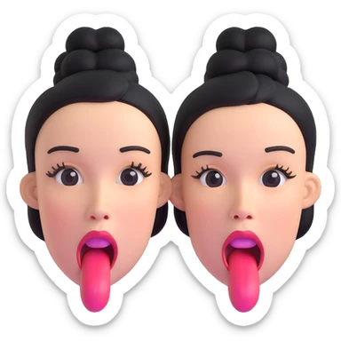 woman with two heads sticking out their tongues sticker