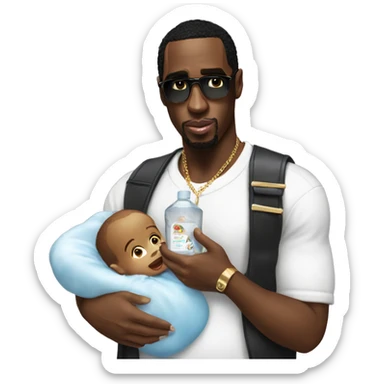 p diddy holding baby oil sticker