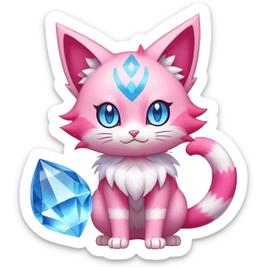 Shiny Magical Elemental Colorful Exotic Skitty-Delcatty-Pokémon-Fakémon-hybrid-creature (full body) sticker
