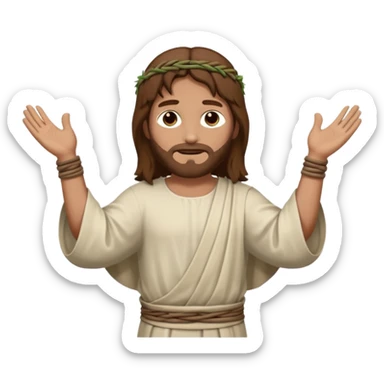 fullbody Lazarus, Jesus's friend, with brown hair, wrapped in burial bands, normal emoji style, arms raised sticker