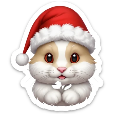 white rabbit in christmas hat sticker