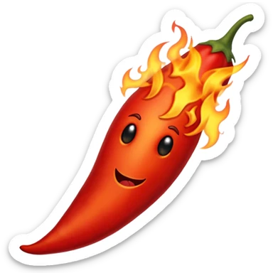 red hot chili pepper with fire sticker
