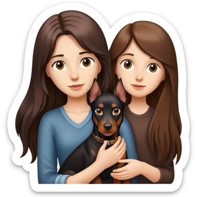 Black long-haired girl holding Doberman sticker