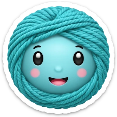 emoji de novelo de crochê na cor ciano sticker