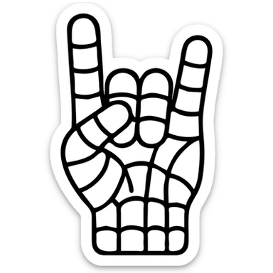 Spider-Man's hand making the rock symbol, outlined icon sticker