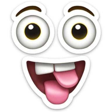 yellow face with x eyes and tongue out sticker