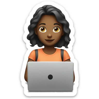 girl with laptop and writing sticker