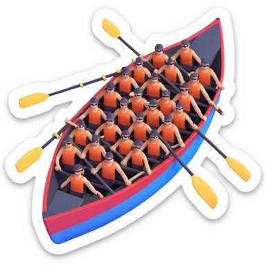 eight-person Olympic rowing boat with professional racing style, eight rowers included, detailed, top-down view sticker