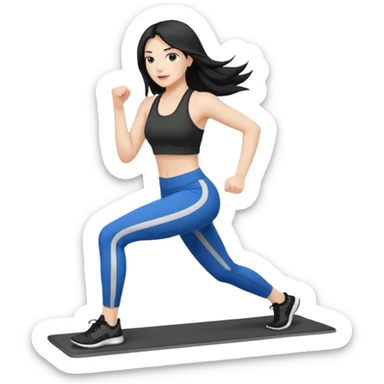 woman with long black hair doing fitness sticker