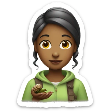 a girl with a snail sticker