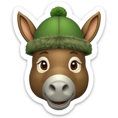 donkey with green hat sticker