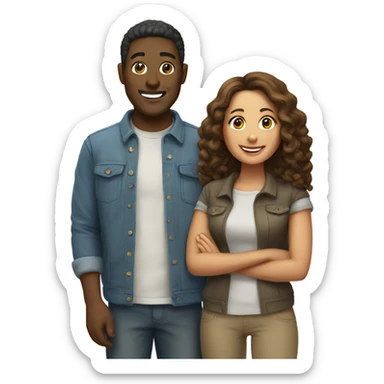 smiling couple in casual attire sticker